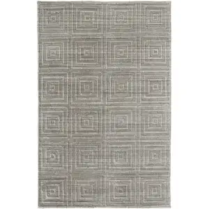 Photo of Gray And Silver Striped Hand Woven Area Rug