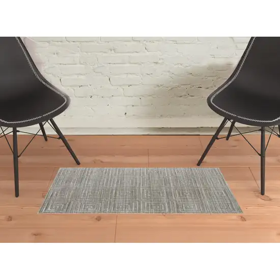 Gray And Silver Striped Hand Woven Area Rug Photo 2