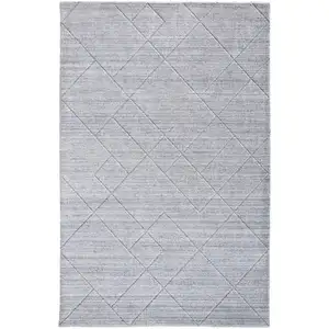 Photo of Gray And Silver Striped Hand Woven Area Rug