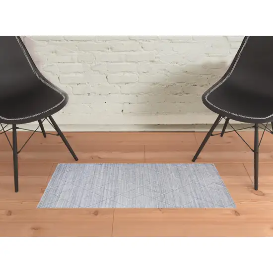 Gray And Silver Striped Hand Woven Area Rug Photo 2