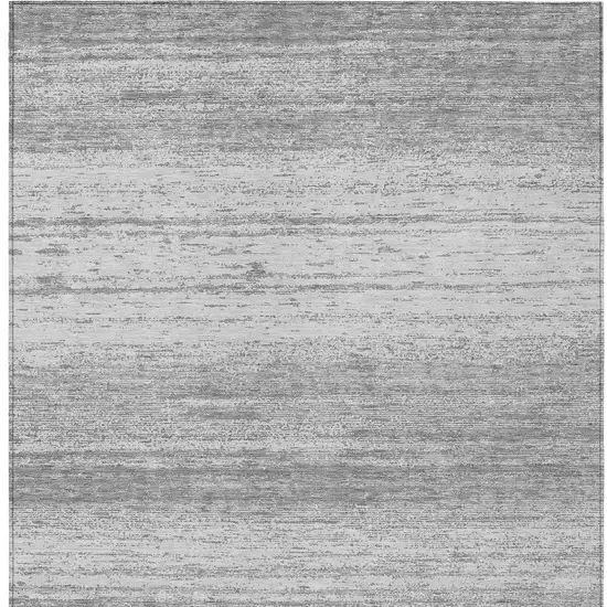 Gray And Silver Striped Washable Indoor Outdoor Area Rug Photo 7