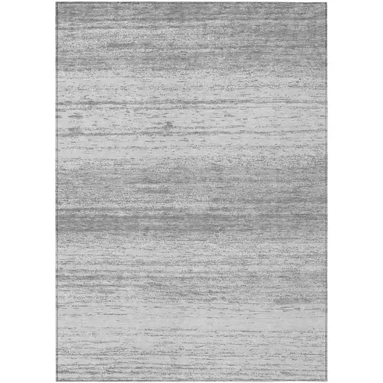 Gray And Silver Striped Washable Indoor Outdoor Area Rug Photo 2