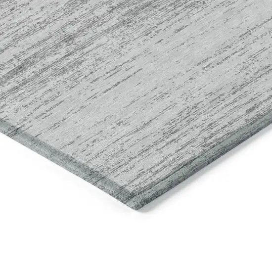 Gray And Silver Striped Washable Indoor Outdoor Area Rug Photo 5