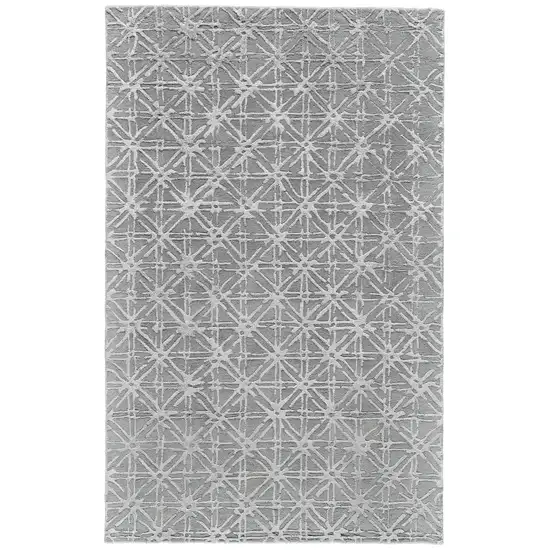 Gray And Silver Wool Abstract Tufted Handmade Area Rug Photo 1