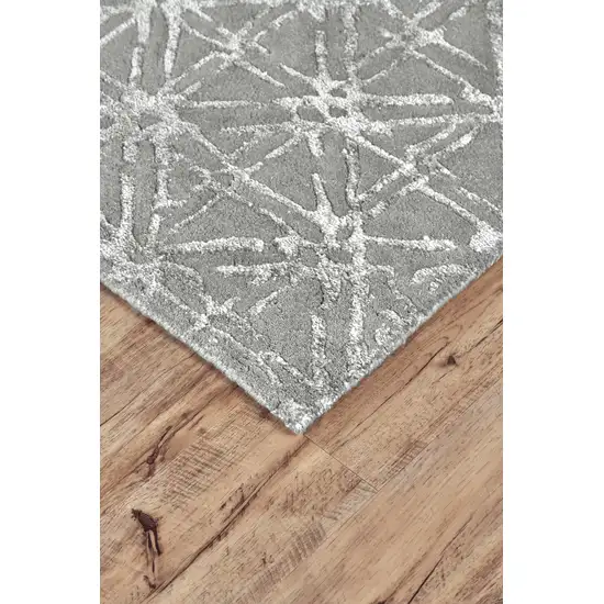 Gray And Silver Wool Abstract Tufted Handmade Area Rug Photo 4