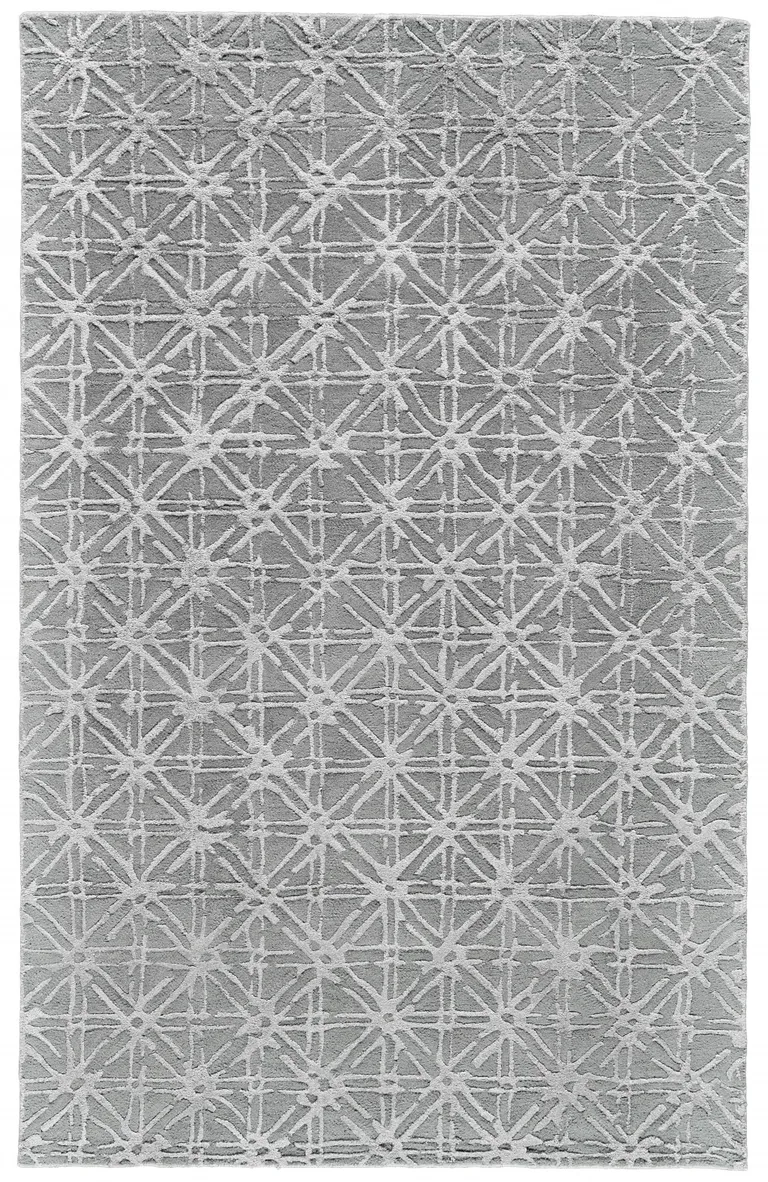 Gray And Silver Wool Abstract Tufted Handmade Area Rug Photo 1