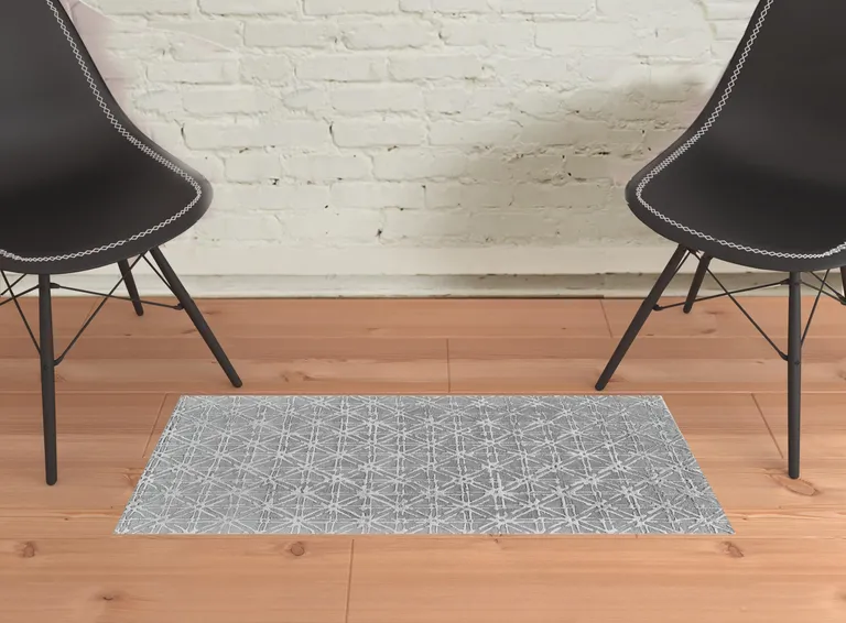 Gray And Silver Wool Abstract Tufted Handmade Area Rug Photo 2