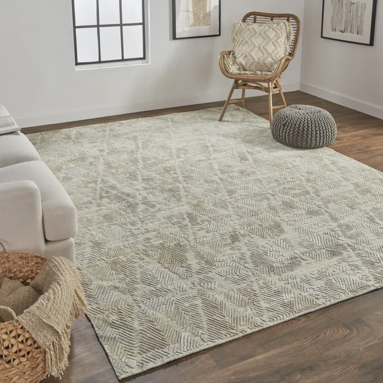 Gray And Taupe Abstract Hand Woven Area Rug Photo 3