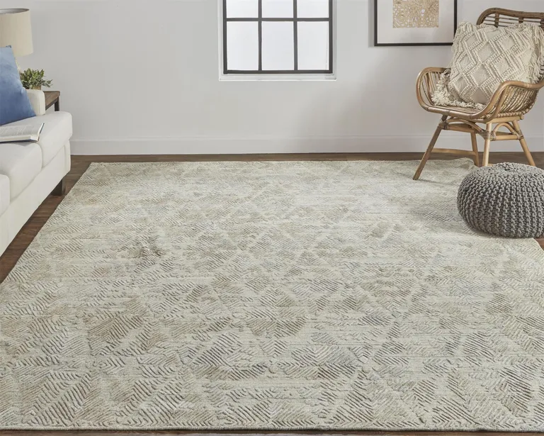 Gray And Taupe Abstract Hand Woven Area Rug Photo 2