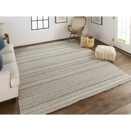 Gray And Taupe Wool Hand Woven Stain Resistant Area Rug Photo 5