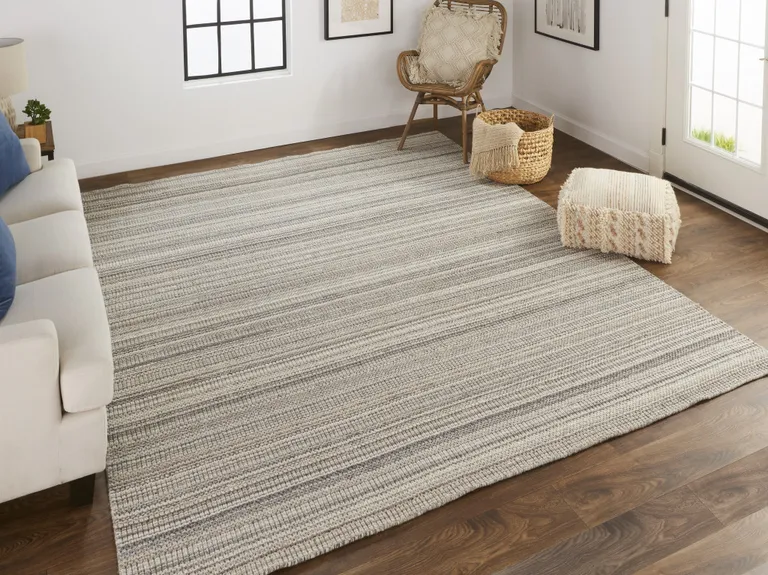 Gray And Taupe Wool Hand Woven Stain Resistant Area Rug Photo 5