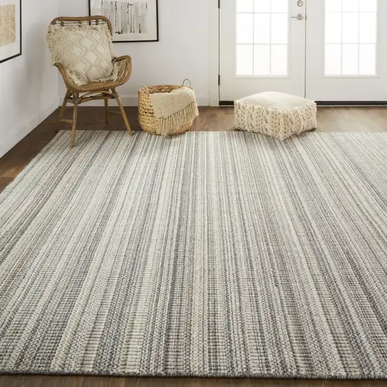 Gray And Taupe Wool Hand Woven Stain Resistant Area Rug Photo 6