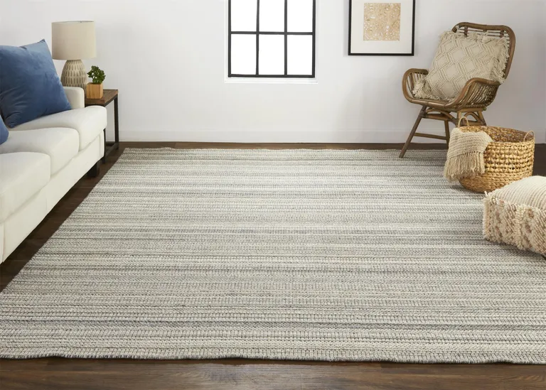 Gray And Taupe Wool Hand Woven Stain Resistant Area Rug Photo 4