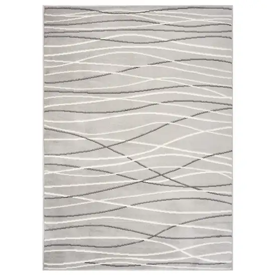 Gray And White Abstract Stain Resistant Indoor Outdoor Area Rug Photo 1