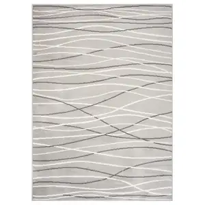 Photo of Gray And White Abstract Stain Resistant Indoor Outdoor Area Rug