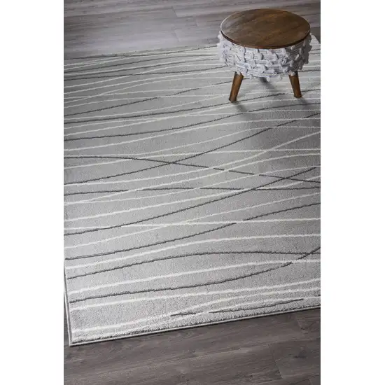 Gray And White Abstract Stain Resistant Indoor Outdoor Area Rug Photo 3