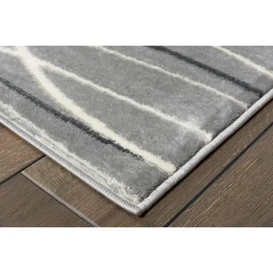 Gray And White Abstract Stain Resistant Indoor Outdoor Area Rug Photo 4