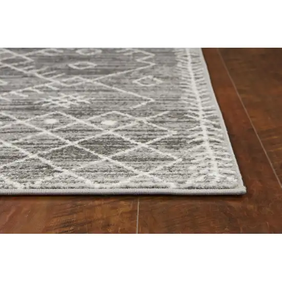 Gray And White Boho Geometric Area Rug Photo 2