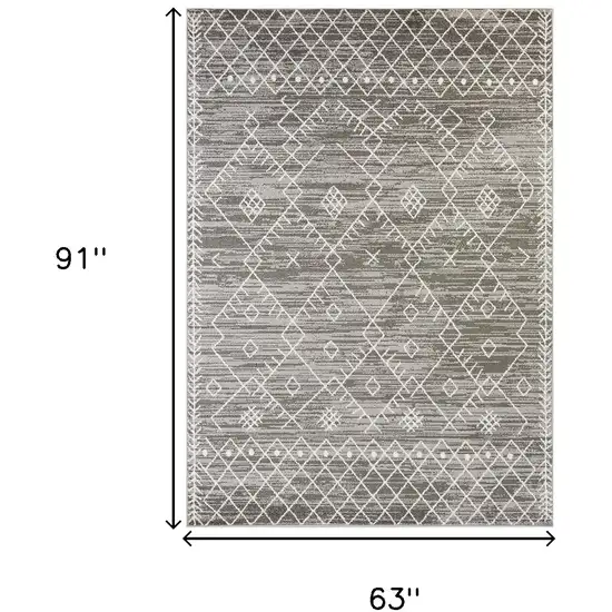 Gray And White Boho Geometric Area Rug Photo 3