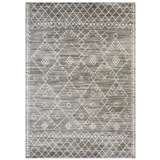 Gray And White Boho Geometric Area Rug Photo 2