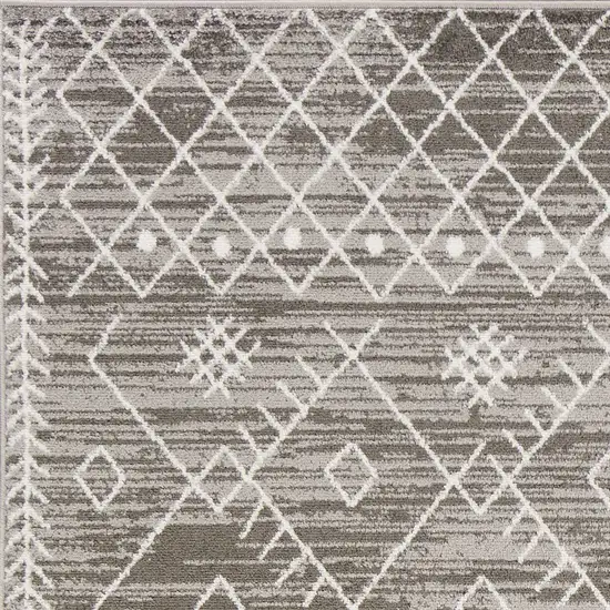 Gray And White Boho Geometric Area Rug Photo 1