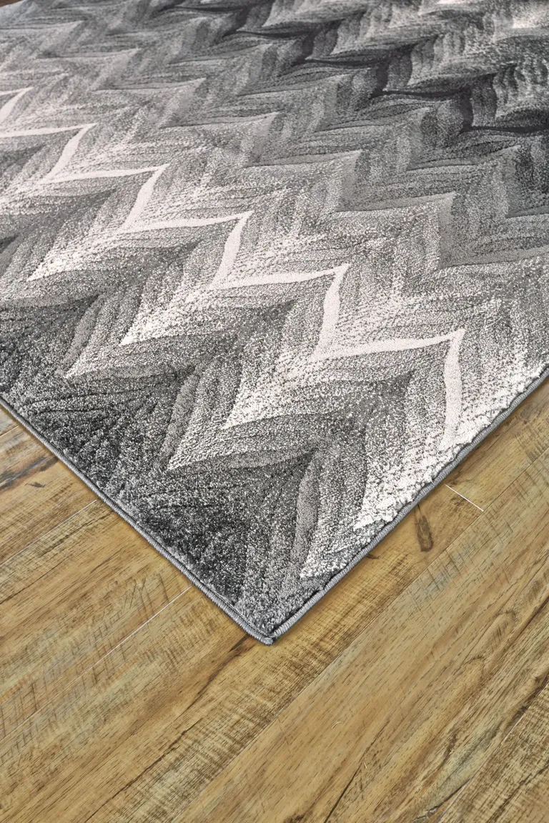 Gray And White Geometric Area Rug Photo 3