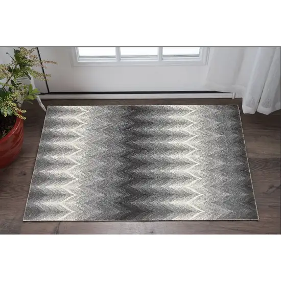 Gray And White Geometric Stain Resistant Area Rug Photo 1