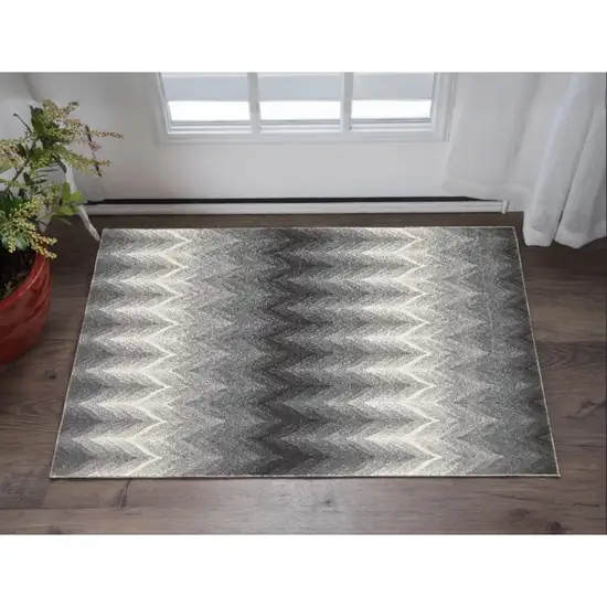 Gray And White Geometric Stain Resistant Area Rug Photo 2