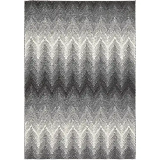 Gray And White Geometric Stain Resistant Area Rug Photo 4