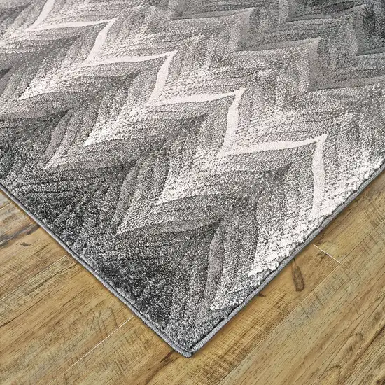 Gray And White Geometric Stain Resistant Area Rug Photo 1