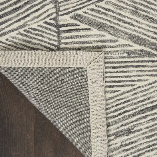 Gray And White Wool Abstract Area Rug Photo 5