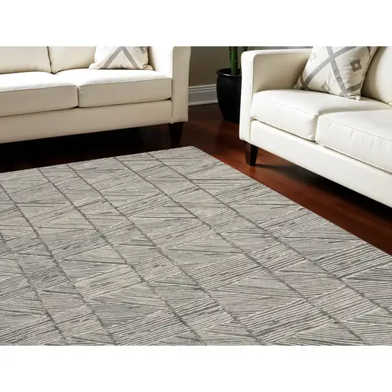 Gray And White Wool Abstract Area Rug Photo 1