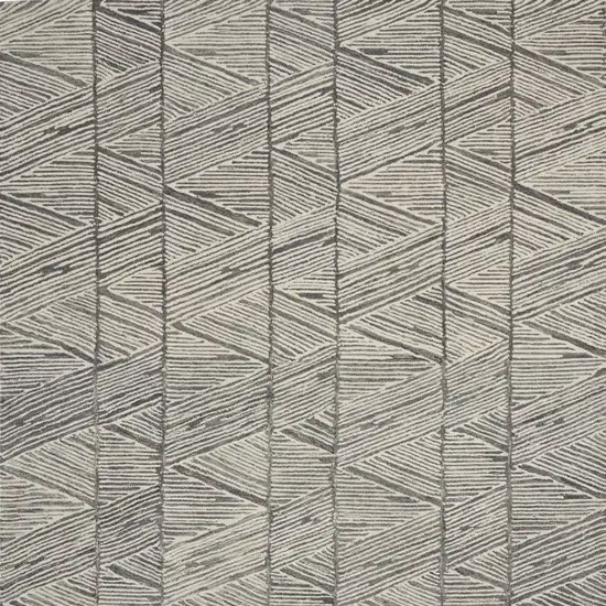 Gray And White Wool Abstract Area Rug Photo 7