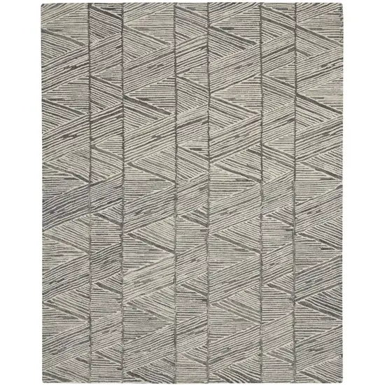 Gray And White Wool Abstract Area Rug Photo 2