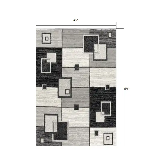 Gray Asymmetric Blocks Area Rug Photo 2