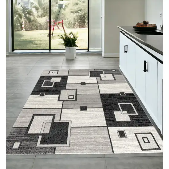 Gray Abstract Power Loom Area Rug Photo 1