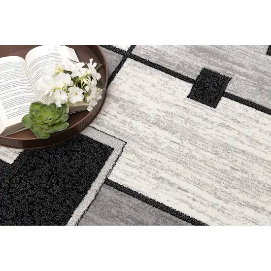 Gray Asymmetric Blocks Runner Rug Photo 7