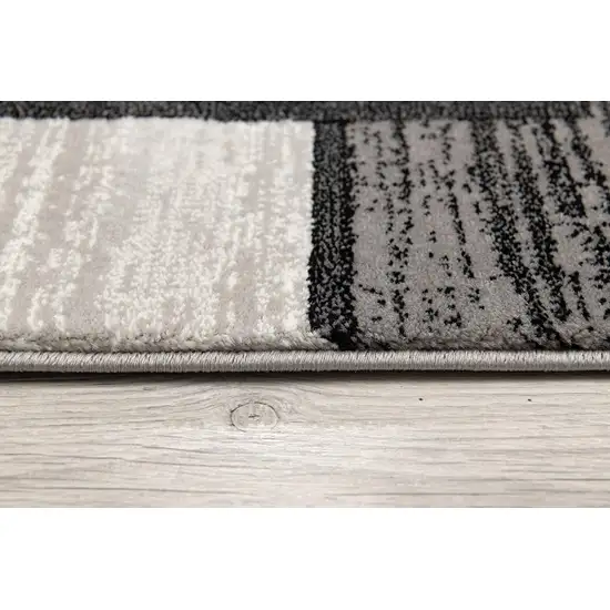 Gray Asymmetric Blocks Runner Rug Photo 1