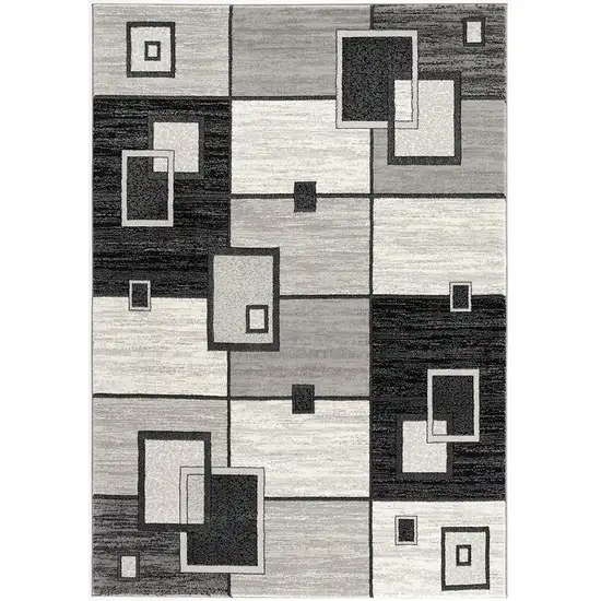 Gray Asymmetric Blocks Runner Rug Photo 3