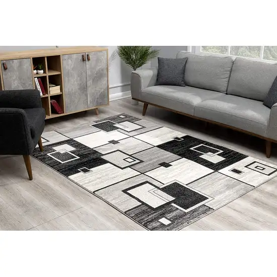 Gray Asymmetric Blocks Runner Rug Photo 4