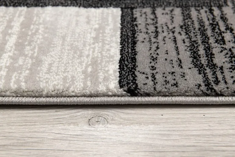 Gray Asymmetric Blocks Runner Rug Photo 1