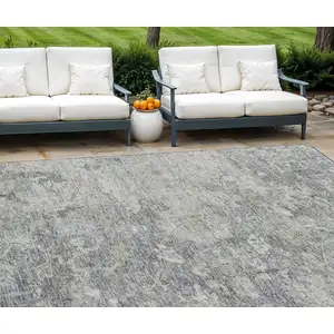 Photo of Gray Beige And Charcoal Oriental Washable Indoor Outdoor Area Rug