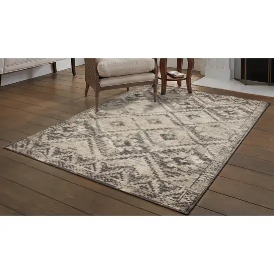 Gray Beige Distressed Diamond Area Rug Photo 6