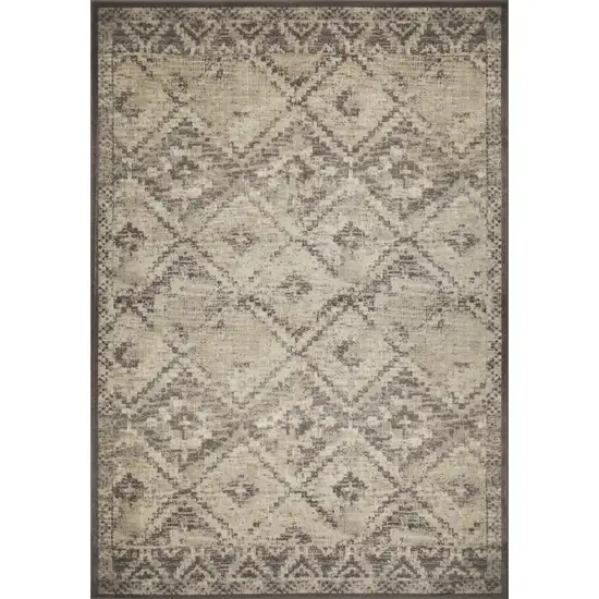 Gray Beige Distressed Diamond Area Rug Photo 1