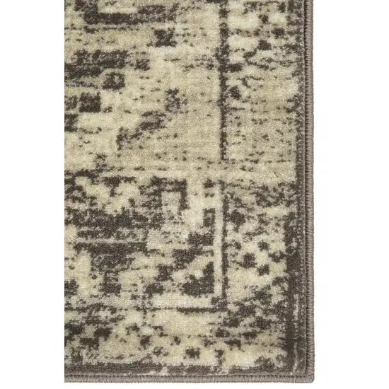 Gray Beige Distressed Diamond Area Rug Photo 3