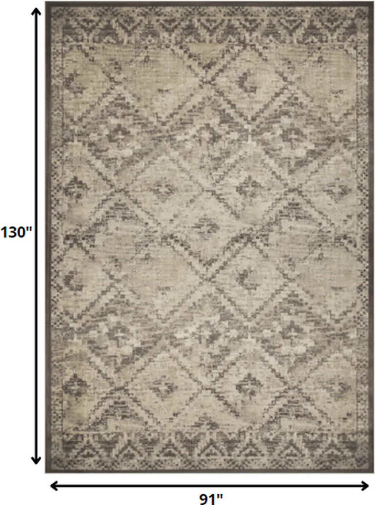 Gray Beige Distressed Diamond Area Rug Photo 4