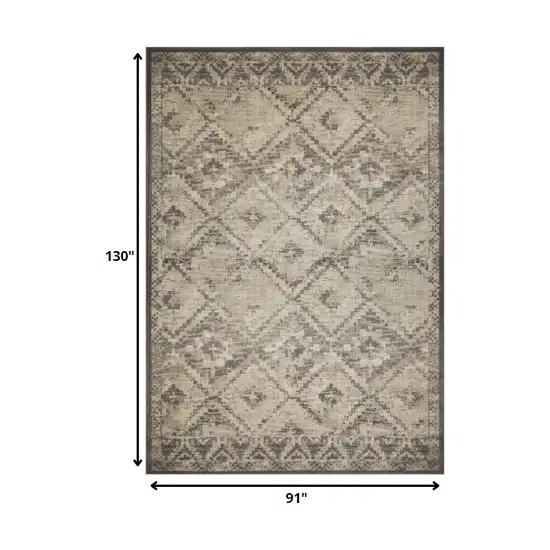 Gray Beige Distressed Diamond Area Rug Photo 4