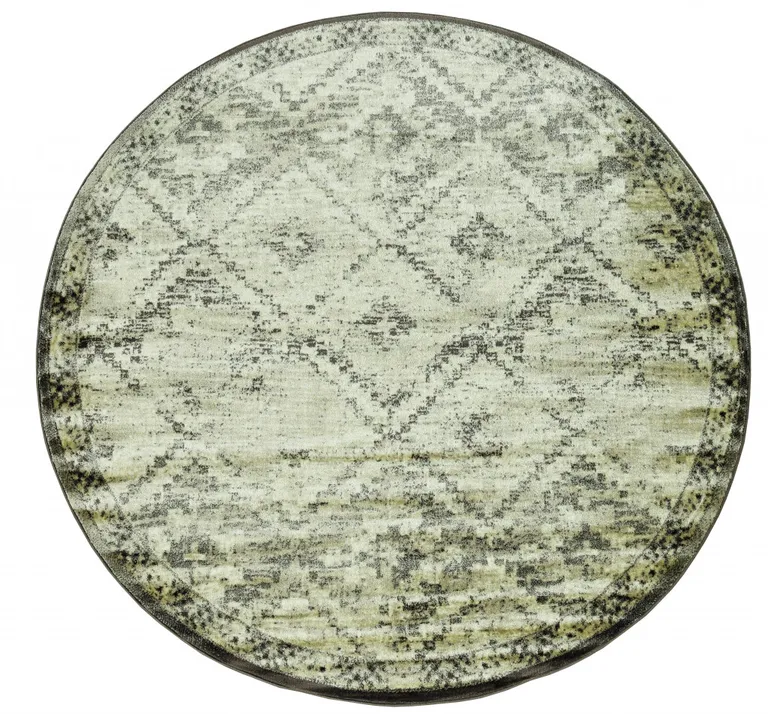 Gray Beige Distressed Diamond Area Rug Photo 1