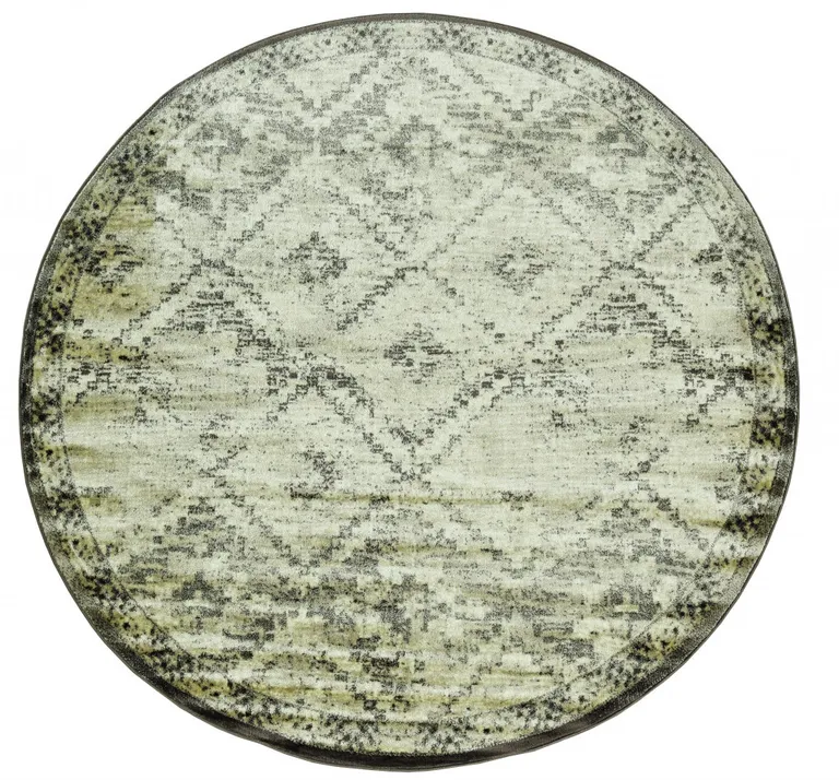 Gray Beige Distressed Diamond Area Rug Photo 4