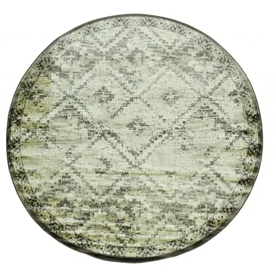 Gray Beige Distressed Diamond Area Rug Photo 4